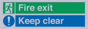 Fire exit Keep clear dual sign
